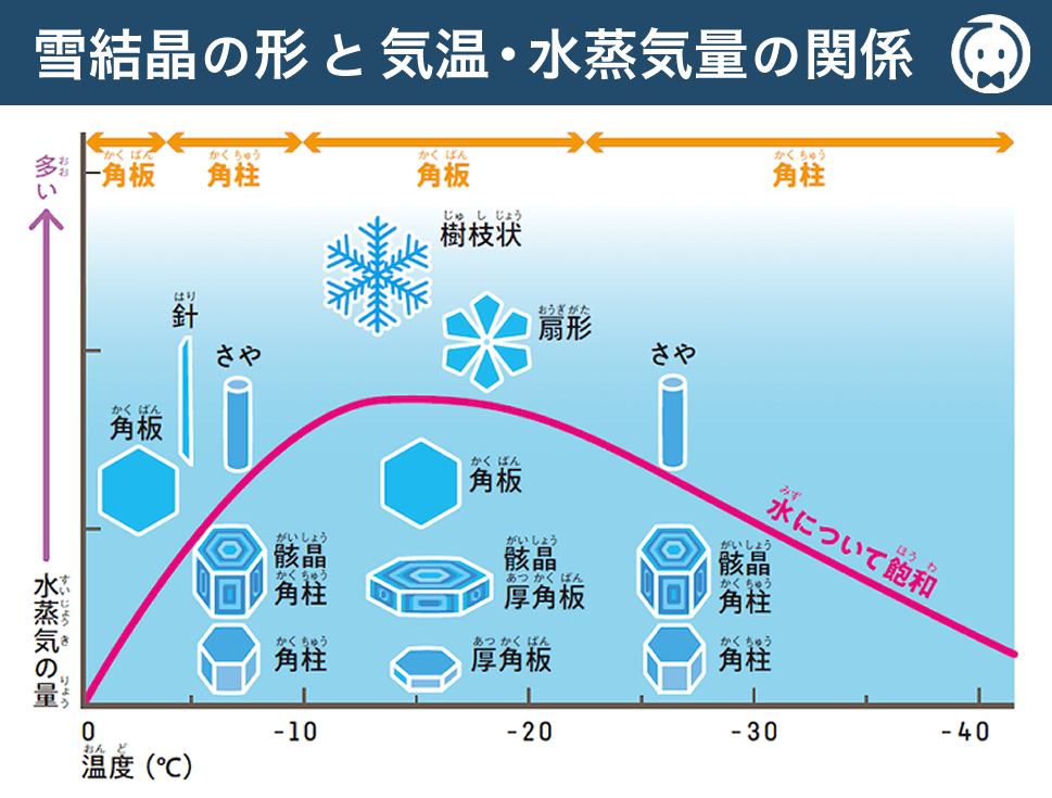 雪結晶の形と気温・水蒸気量の関係