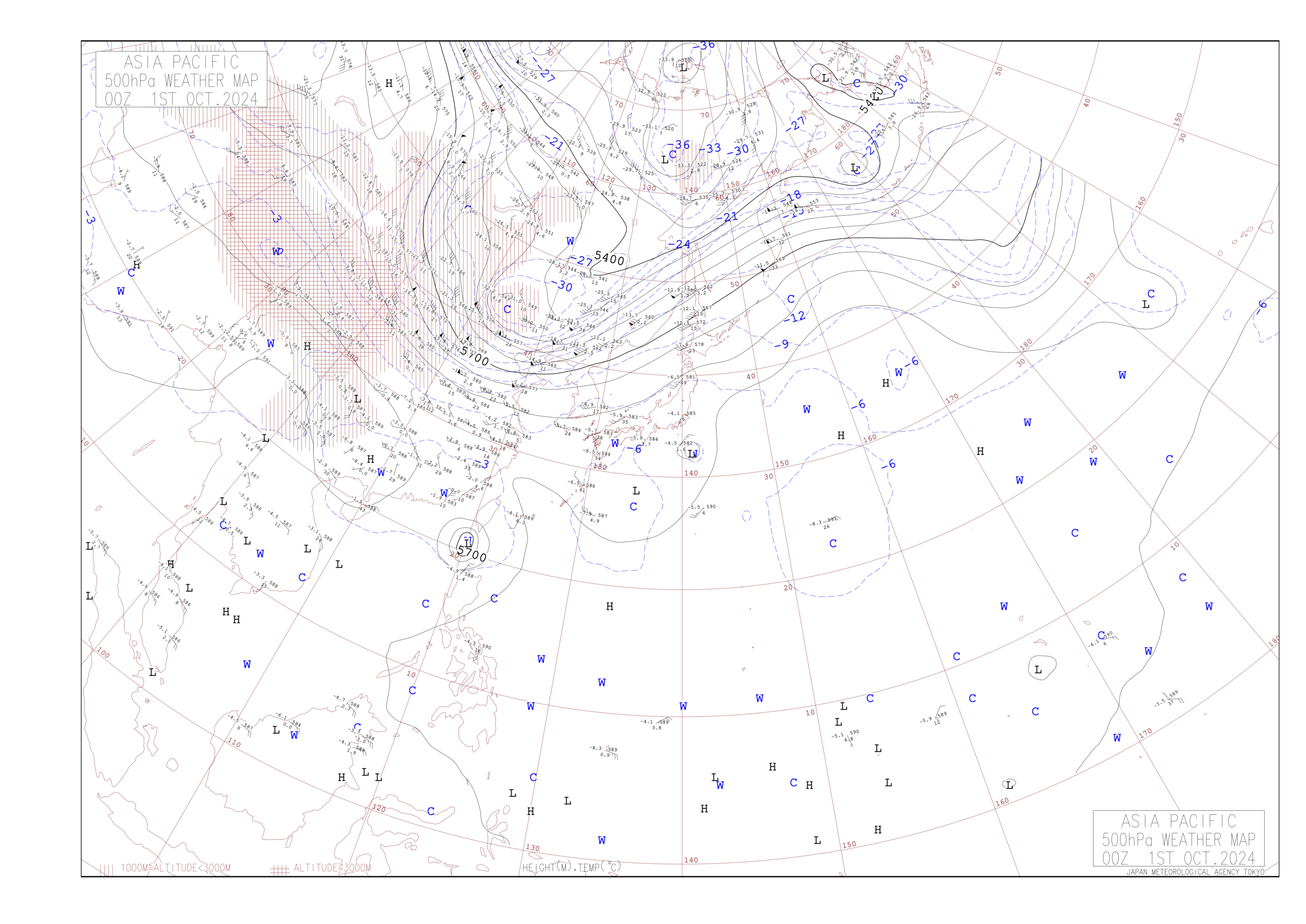 500hPa天気図